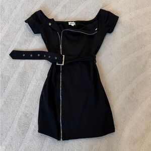 Superdown Black Mini Dress with Zipper